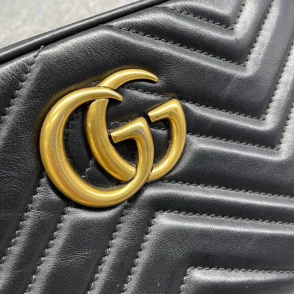 100% Authentic GUCCI Black Marmont Leather Shoulder Bag - Picture 8 of 14